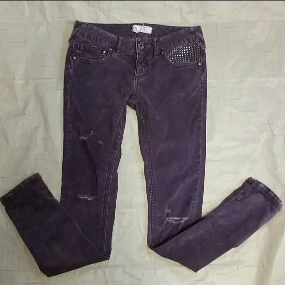 Free People 27 Distressed Skinny Corduroy Pants